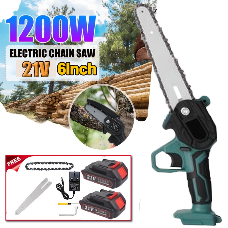 

21v Dual Battery Portable Pruning Saw Rechargeable Small Wood Splitting Chain Saw One-handed Woodworking Tools Holiday Gifts