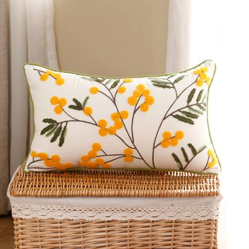 1pc spring decorative pillowcase canvas embroidery living room sofa home decor summer flowers