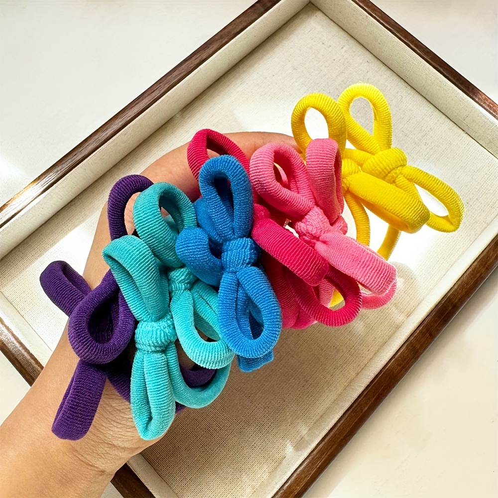 TEMU Nouveau lot de 12 élastiques à cheveux Dopamine, nœud , haute élasticité, élastique couture, grande taille, coloré