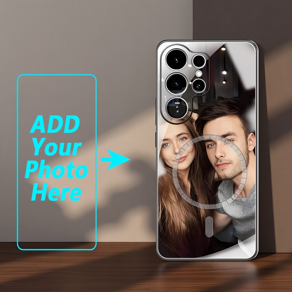 TEMU Phone Case: Magnetic Mirror Glass Phone Case With Custom Photo On Back - Compatible With Galaxy S26/s25/s24/s23/s22/s21/s20/ultra/fe/plus/ /.