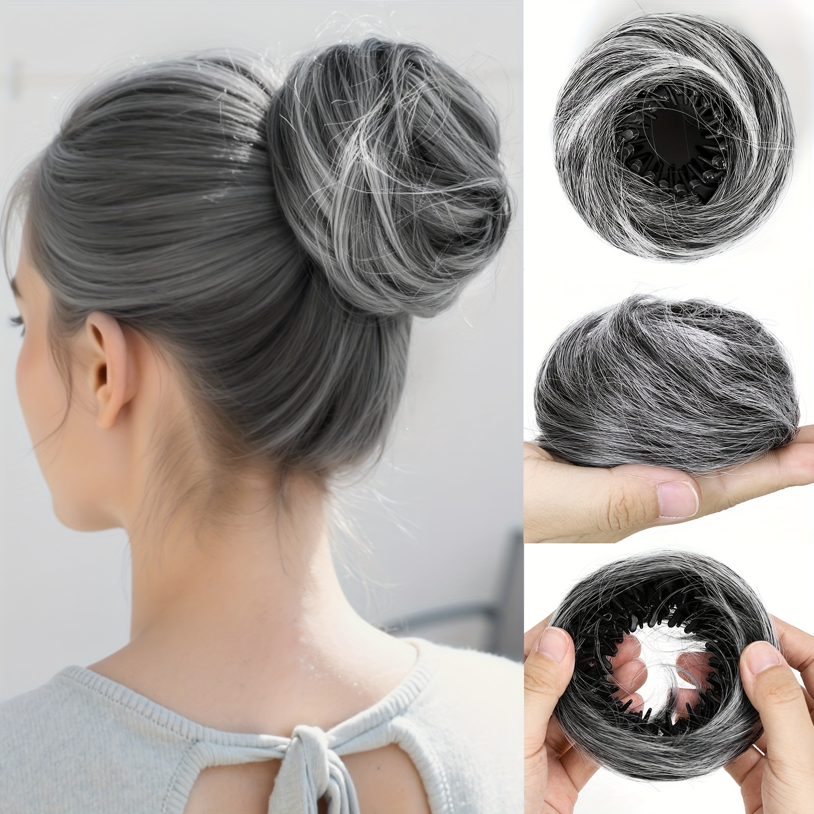 4 Inch , Hair Additions For Women, Hair Ties And Clips For A Stylish High Ponytail, Made From High-temperature Synthetic Fiber, Ideal For Weddings, Parties, And Formal