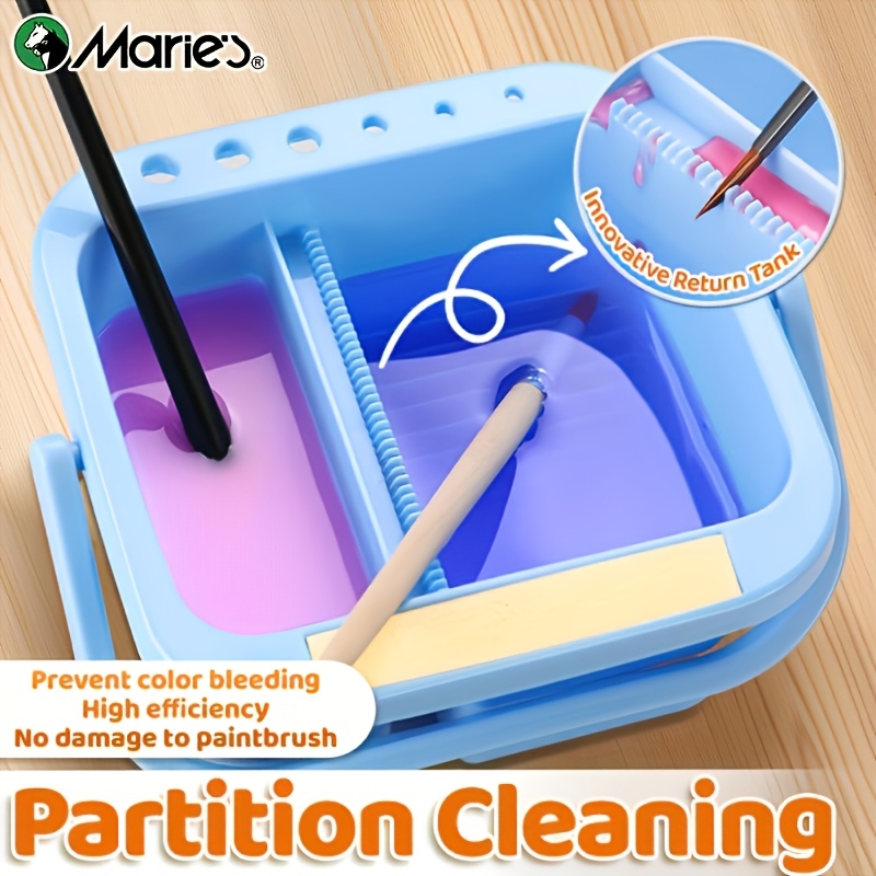 Marie's Multi-Use Paint Brush Cleaner Set 3pcs, Paint Brush Holder and Organizers with Towel & Absorbent Sponge for Acrylic, Watercolor, and Water-Based Paints, Artists & Adults Painting Supplies, Perfect Gift for Birthday, Easter, Valentine's Day &
