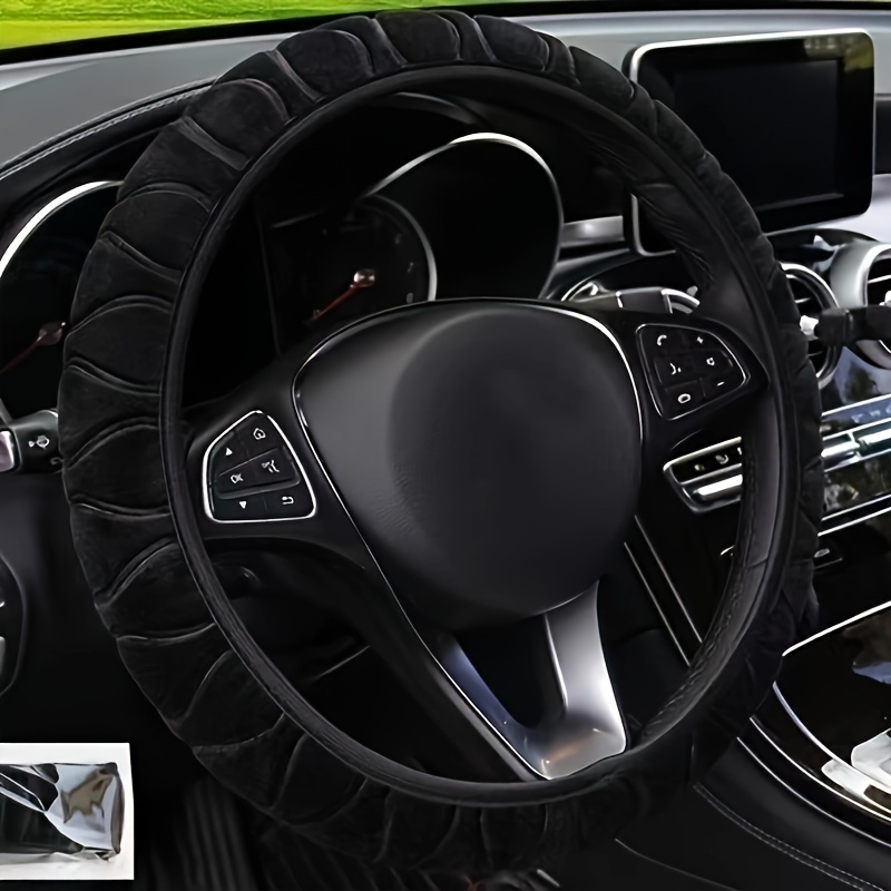 

1pc Steering Wheel Cover, 15-inch, Short Plush, No , Warm Autumn & Winter Protection, & Washable, For Family Cars & Suvs