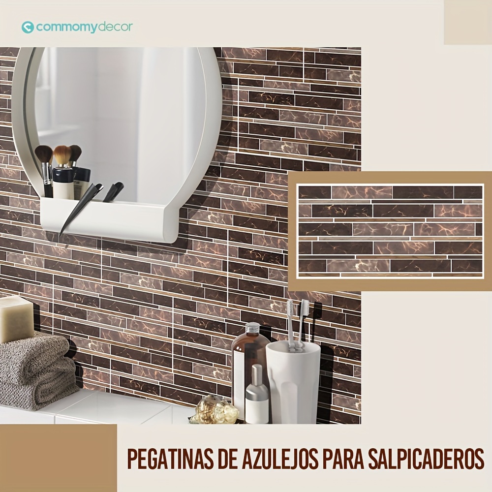 6/12pcs Efecto Piedra Falsa Sin 3d Pegatinas Azulejos Pared - Temu Chile