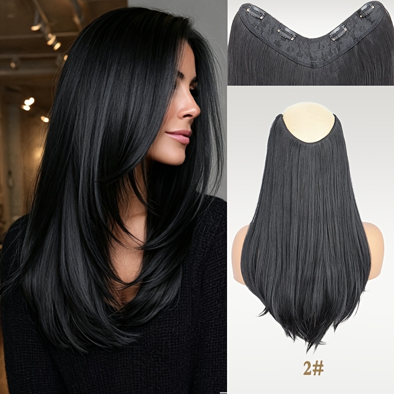 TEMU -part Long Straight Synthetic Hair Extensions – 4 Secure Clips Heat-friendly Fiber For Daily Wear & Halloween Party