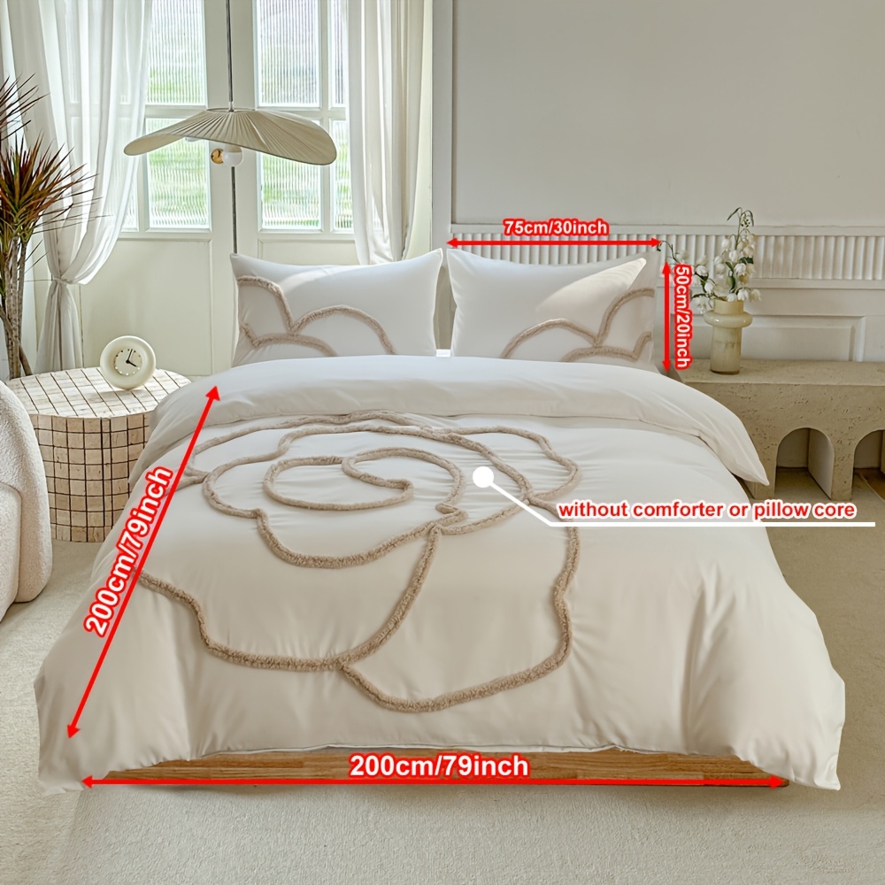 Image of Tufted Bed Cover Set 2/3 Sets (1 Bed Cover + 1/2 Pillowcase), Large , Simple And Comfortable, Bedroom Bedding Set, With Zipper And Corner Strap, Suitable For Women And Men