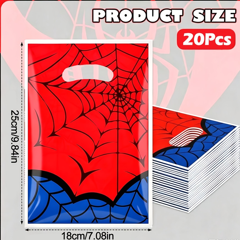 TEMU Lot de 20/40/60 sacs cadeaux à cadeaux avec anses, motif toile d'araignée, rouges et , pour décoration de fête d'anniversaire sur le thème de ,