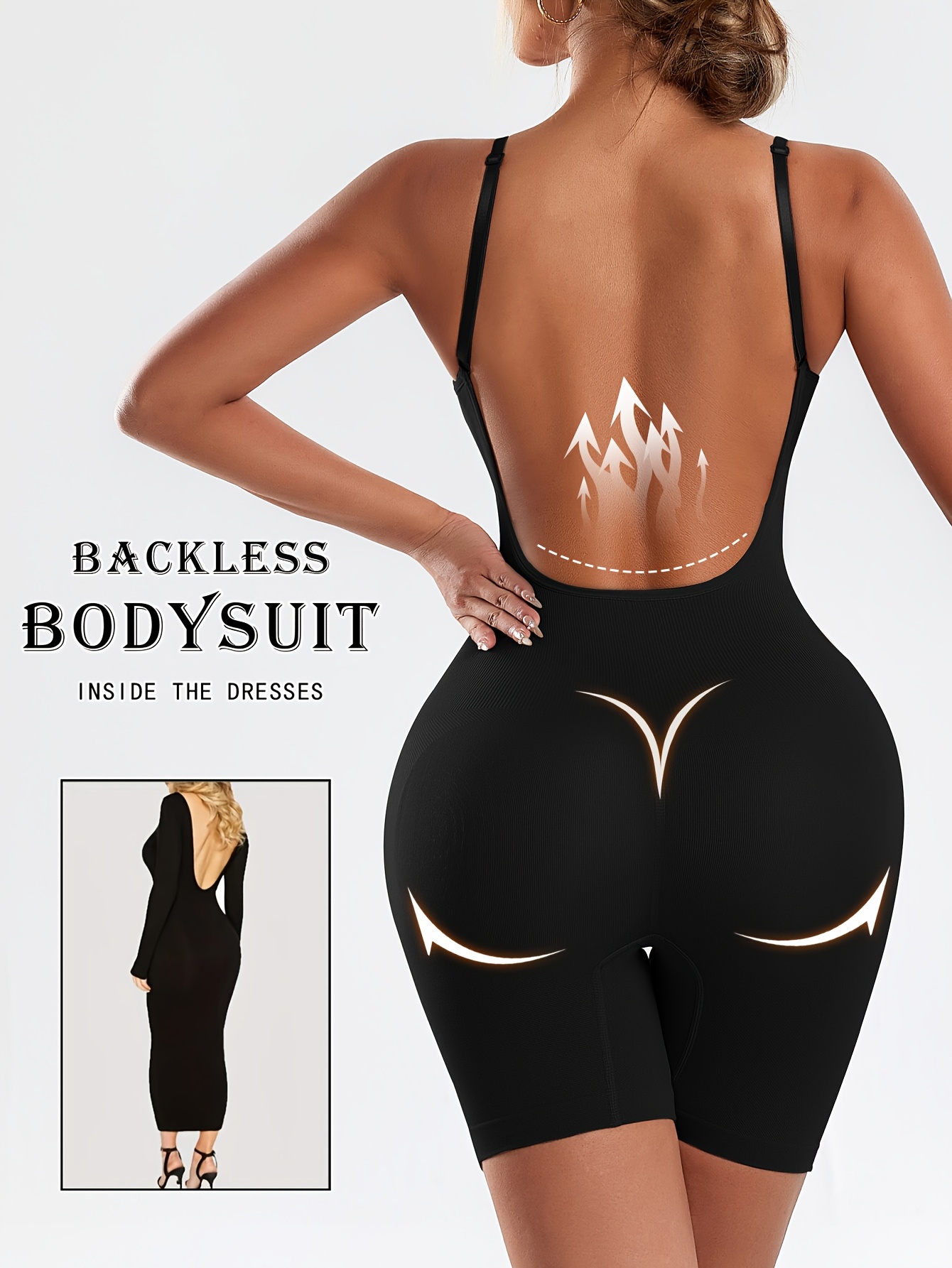 backless bodysuit shapewear sold on Temu United States