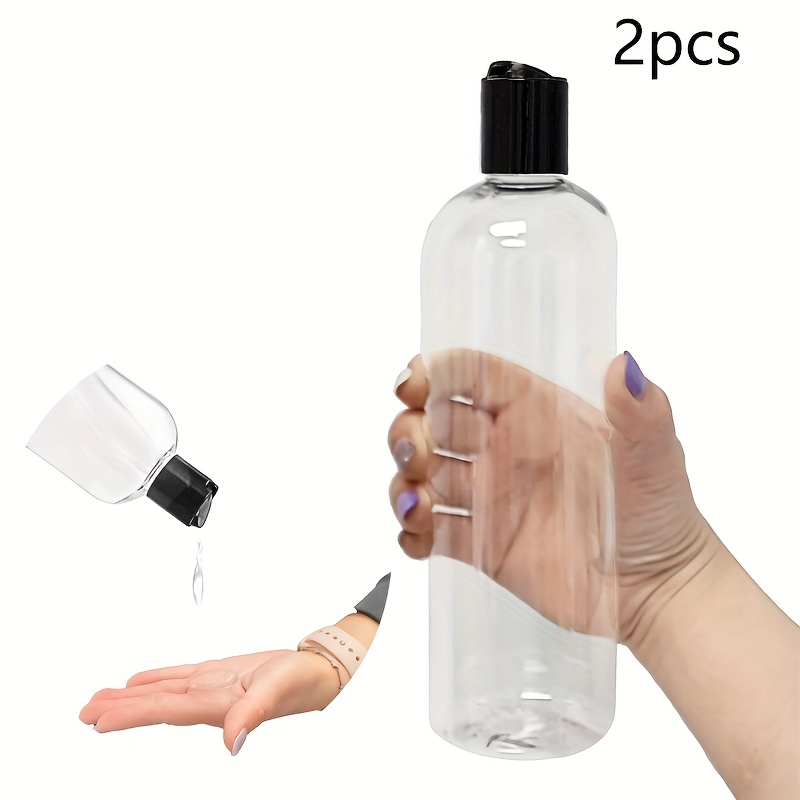TEMU 2pcs 500ml/16oz Transparent Empty Bottle, With Black Disc Top Cover, Extruded And Into Containers, Used For Shampoo, Lotion, Face Cream, Etc