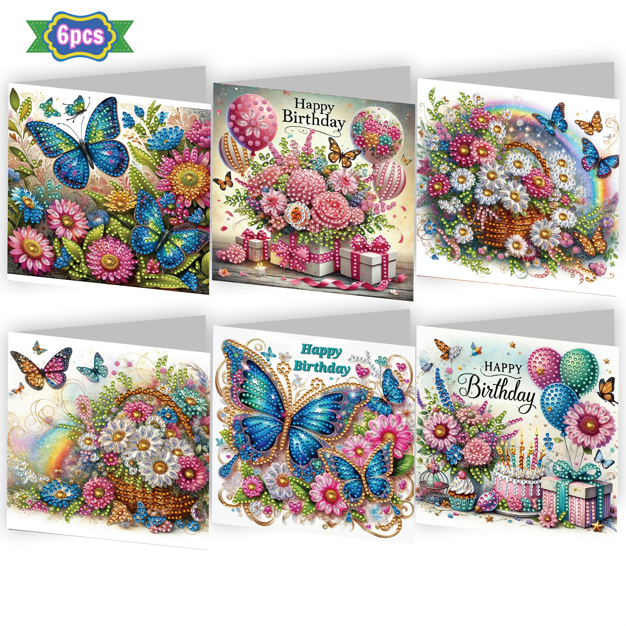 JISHSHAY Diamond Painting Greeting Cards Kit – 6PCS DIY Gem Art Cards For Adults With Envelopes – Birthday, Holiday Craft