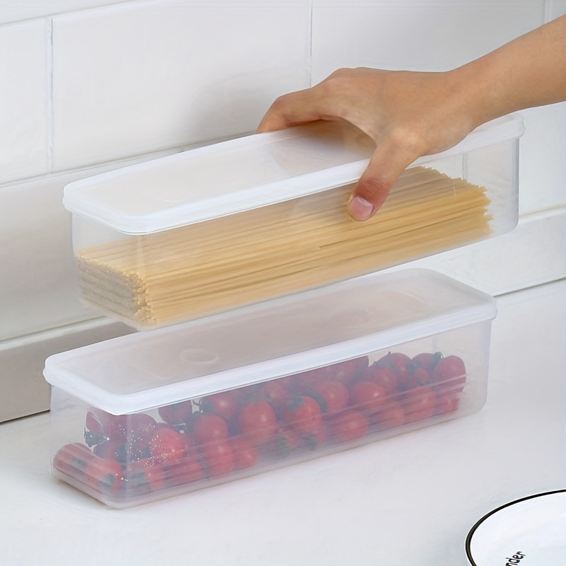 

1 Set Plastic Resin Rectangular Food Storage Containers With - Reusable Refrigerator Organizer For Fruits, Vegetables, Noodles - Hand Washable Kitchen Organization