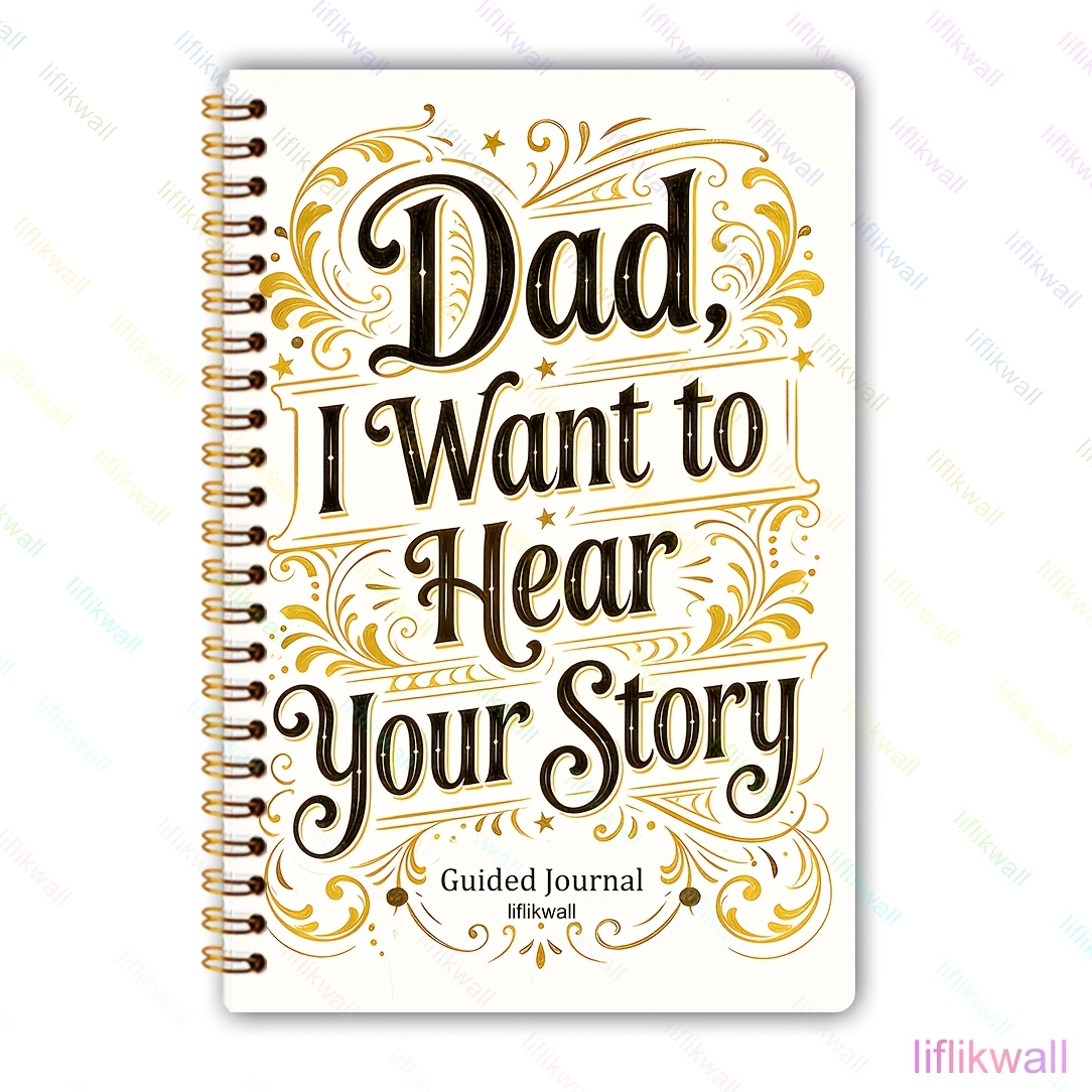 TEMU A 5.5x8.3 Inch Notebook With 108 Pages "dad, I Want To ", Featuring Guided Prompts, A Memory Book, Father's Day, Designed With White Golden