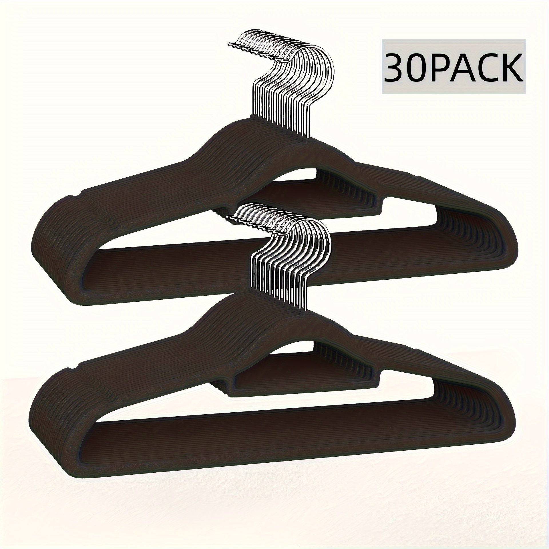 TEMU Ldq 30-pack Non-slip Velvet Hangers, Space-saving Clothes Storage Organizers, 360° Swivel Design, Anti-drop And Anti-crush, For Bedroom, Bathroom, Office, Entryway, Closet, Wardrobe, Home, Dorm