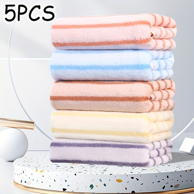 

5pcs Cotton Bath Towel Set, 23.6"x11.8", Lightweight & Absorbent With Striped Design - Ideal For Modern Bathrooms, Gift