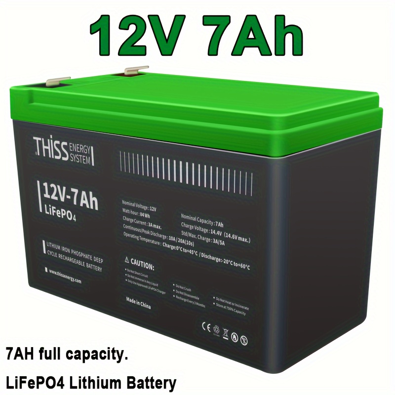 

1/2pcs 12v 7ah Lithium Lifepo4 Battery, 3000+ Deep Cycle Rechargeable Lithium Battery Built-in With 10a Bms For Solar Power, Small Ups, , , Grass Trimmer, Off-grid Application, Kayak