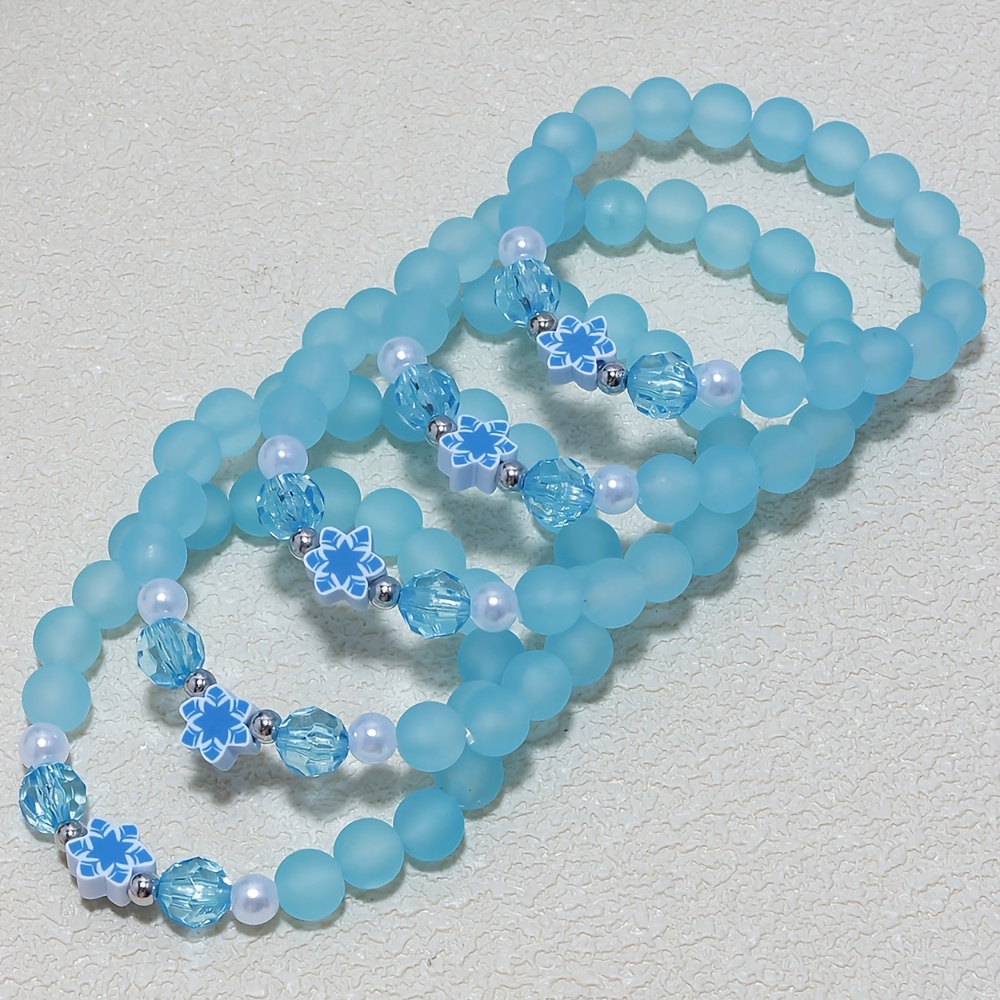 TEMU Geschenk für Sie/Ihn 5-teiliges Set hellblaue mattierte Perlenarmbänder – Mattierte Perlen geeignet für Strandpartys, Abschlussgeschenke,