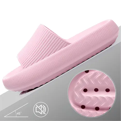 1 pair of stylish summer non slip eva slippers for women men thick sole open toe design ribbed texture beach bathroom and indoor use summer footwear slipon footwear durable slippers