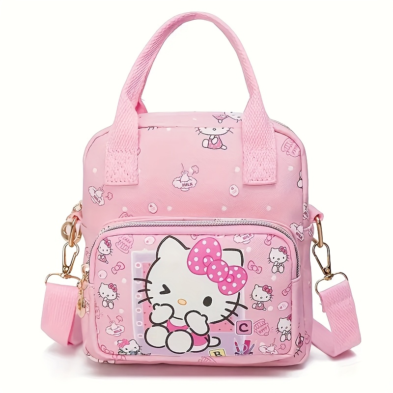 Image of #cs-019, Design Cartoon Printed Teenager's Handbag, Zipper Design Large Capacity Storage Crossbody Bag Computer Bag, Detachable Shoulder Strap Design Shoulder Bag, Daily Travel Use, For Teenager
