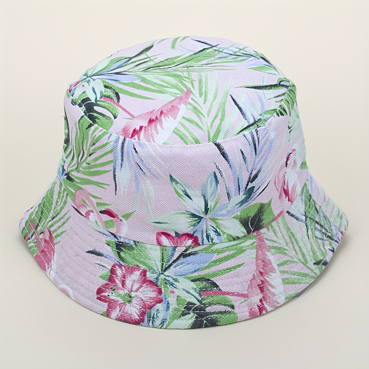 Classic Flamingo Leaves Print Bucket Hat Lightweight Reversible Basin Hats Summer Casual Sunshade Fisherman Hats for Women & Men,SUN/UV Protection