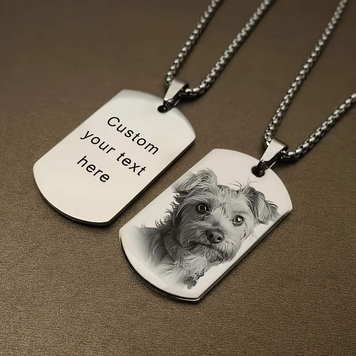 TEMU 1pc Personalized Custom Photo Necklace, A Personalized Necklace With Custom Photos And Text, Rectangular Pendant Keychain Stainless Steel Custom