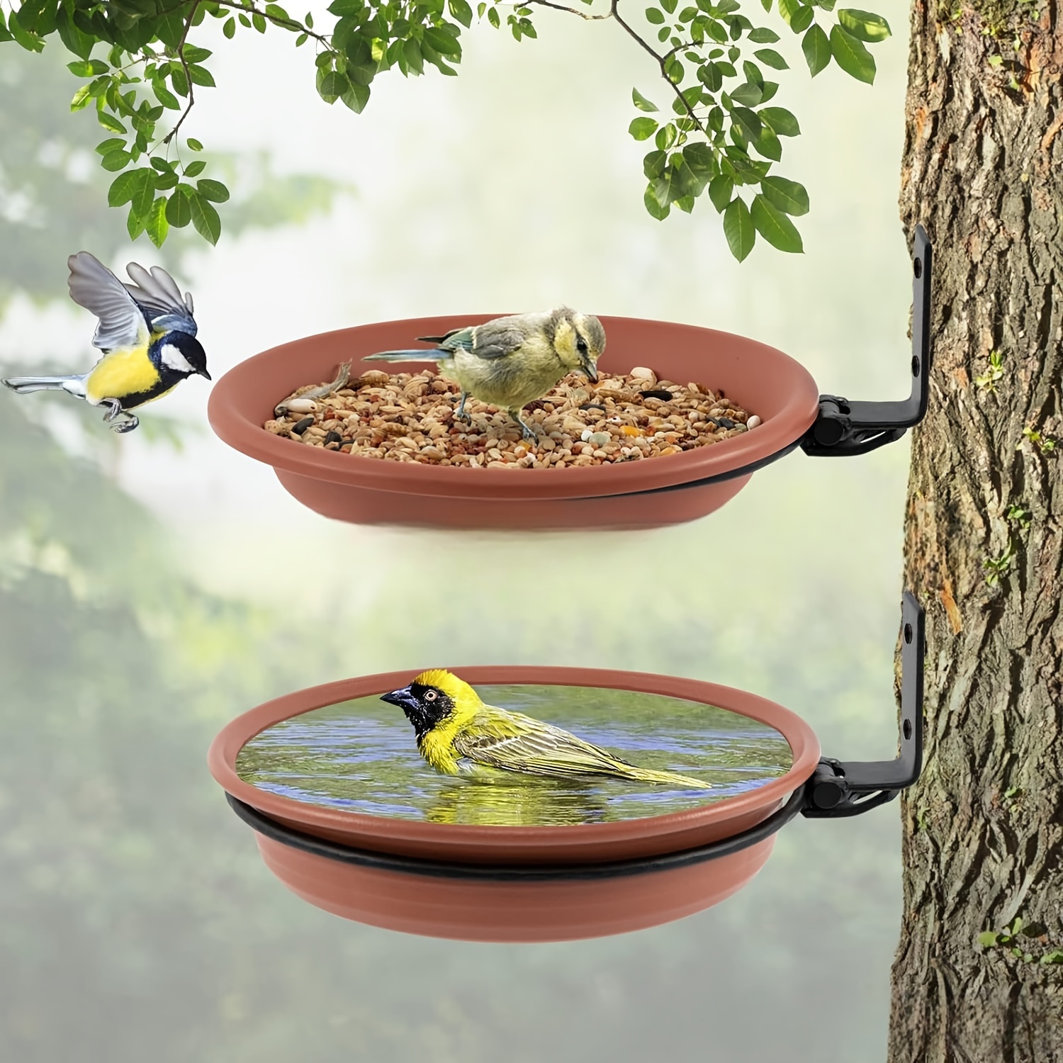 

1pc Hanging Bird Feeder & Bath - Durable Iron, Outdoor Garden Decor For Hummingbirds And Other Bird Species Hummingbird Feeders For Outdoors Hanging Bird Bath For Cage