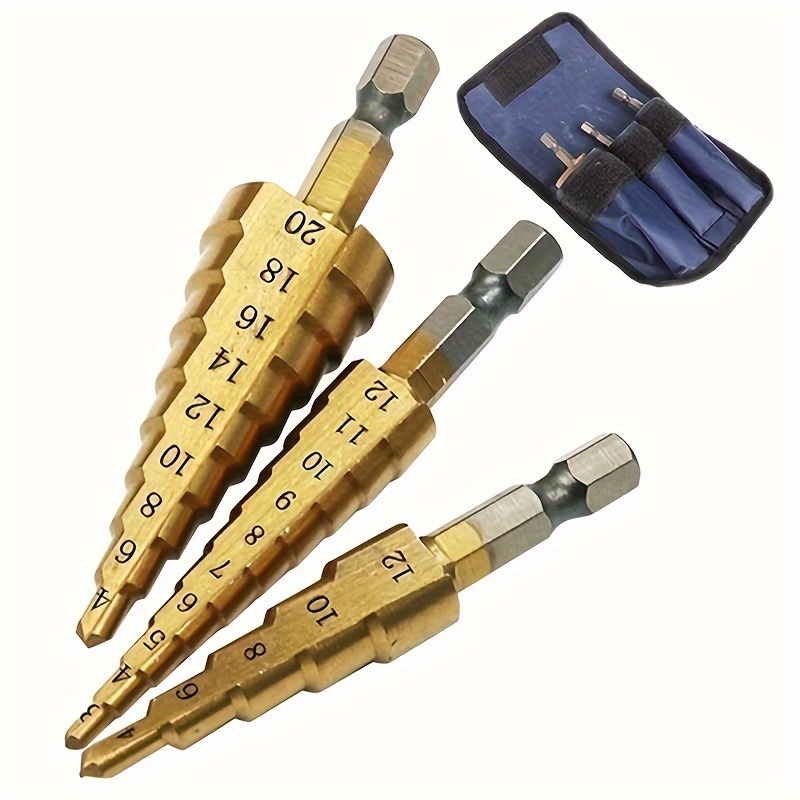 TEMU 3pcs Hss Cobalt Multiple Hole 50 Sizes Step Drill Bit Set Tools, Cobalt Drill Bit Set, Drill Bit Set