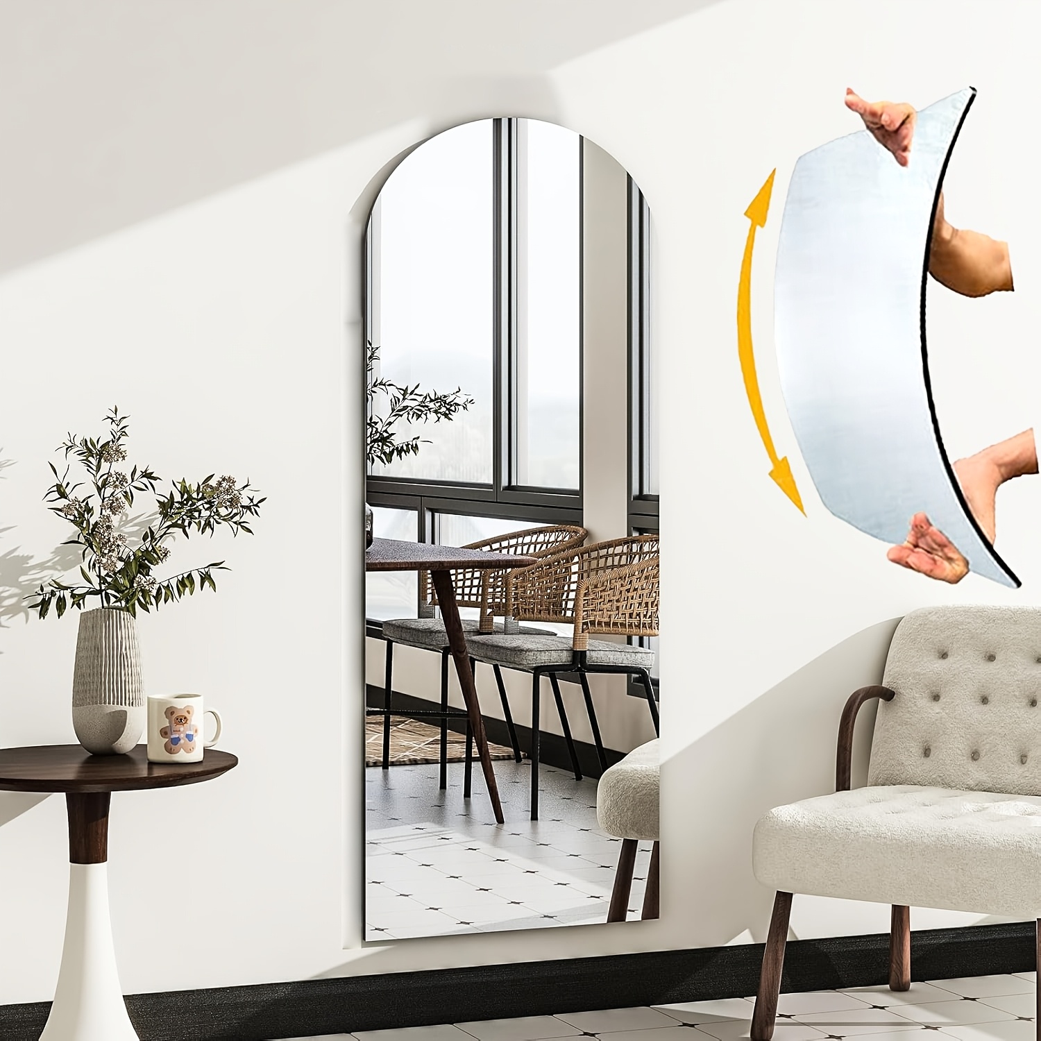 

Full-length Shatterproof Acrylic Wall Mirror - Explosion-proof, Soft , Easy Wall Mount For Bedroom, Living Room, Home Gym - With Powder Coating, No Wiring Needed, Closet, Door