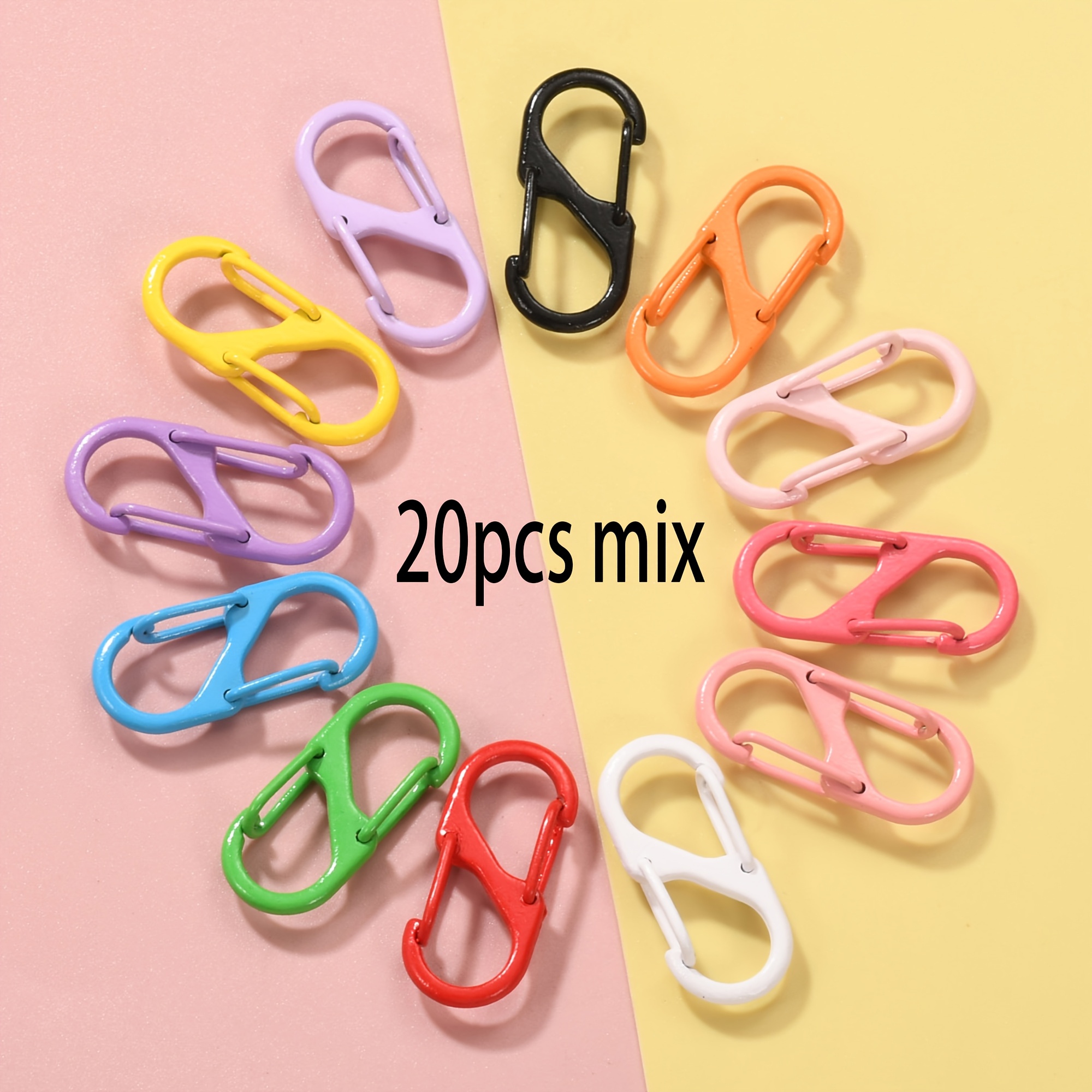 20pcs/15pcs Mixed Multi-functional Carabiner 8-shaped Backpack Hook Keychain Alloy Practical And Convenient Supplies, Utility Hooks