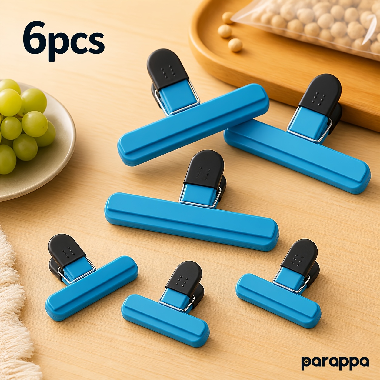 TEMU 6pcs (6-pack) Heavy Duty Reusable Food Bag Clips Suitable For Snacks, Coffee, Cereal, Food - 2 Sizes Airtight Non-slip Sealing Clamps With