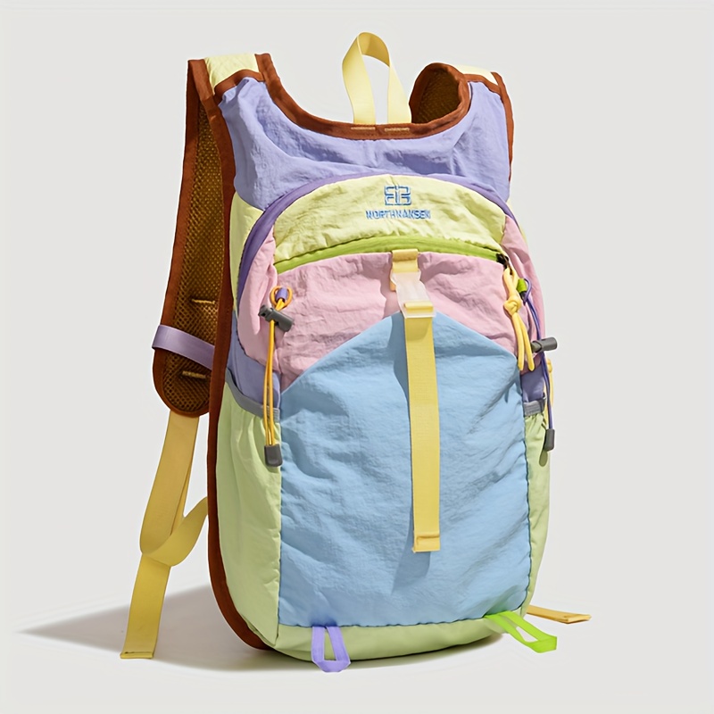 Contrasting Colors Travel Backpack, Large Capacity Casual Dopamine Outdoor Backpack, Multifunctional Riding Bag For Hiking And Fitness