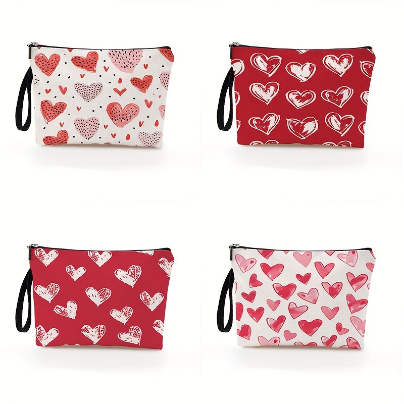 TEMU 4pcs Women' Makeup Bags With , Polyester Zippered Pouches For Travel And Daily Use, Perfect Gift For Ladies, 6.7" X 9.9", Gift For Women | Stylish Accessory | Patterns