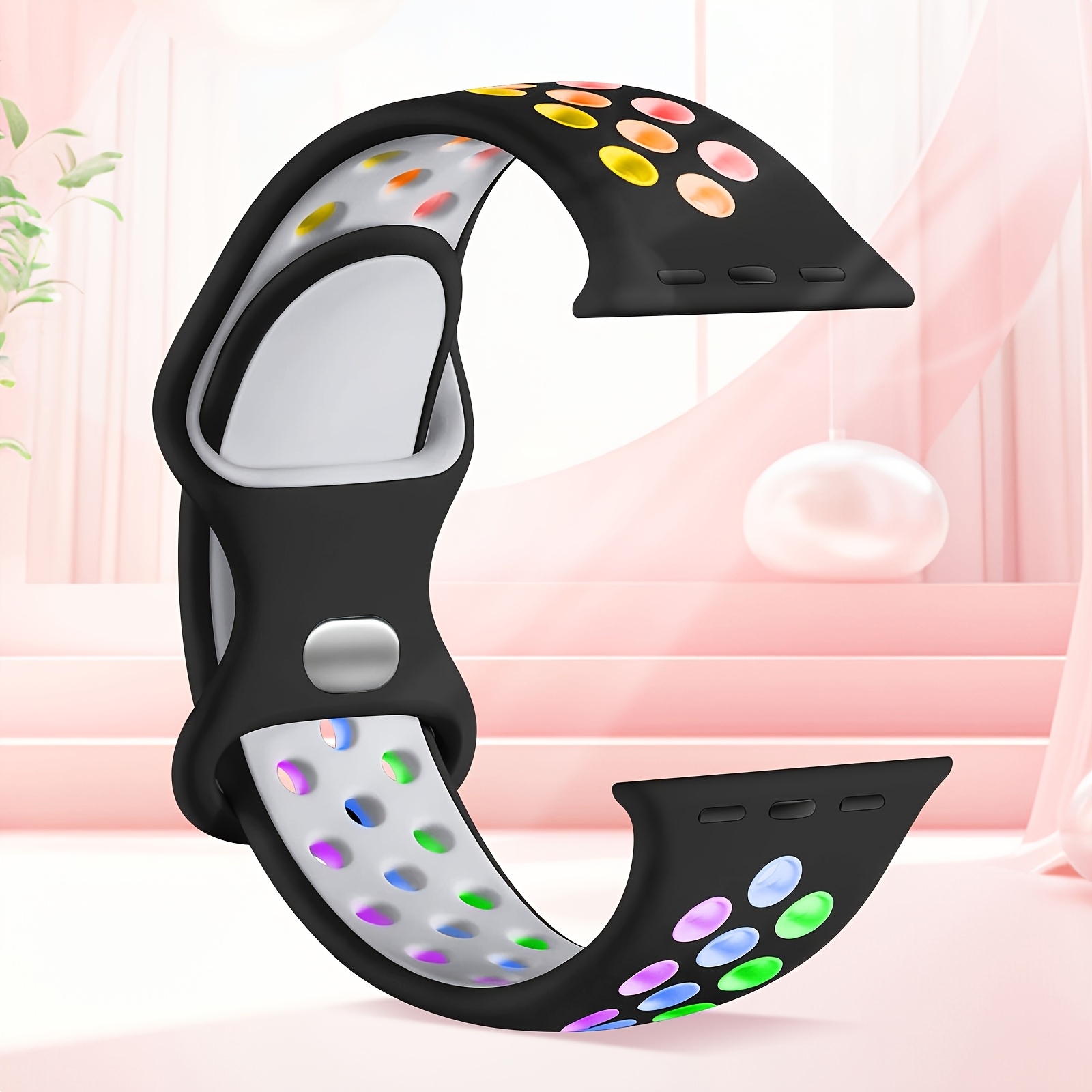 Sport Silicone Watch Band Compatible For Iwatch Strap 40mm 38mm 41mm 44mm 45mm 42mm 46mm Women Men, Soft Wristband Replacement Sport Watch Band For Iwatch Strap Series 11 10 6 5 4 3 2 1 Se Ultra