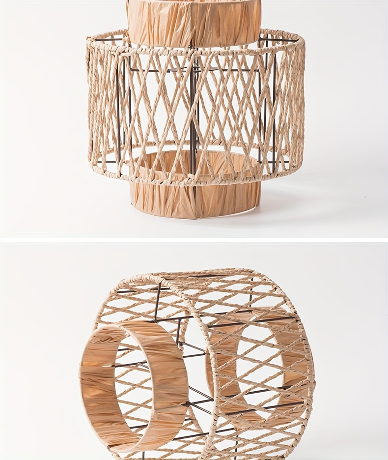 chinese retro style chandelier decorative lampshade indoor high end chandelier lighting     woven paper rope lampshade details 2