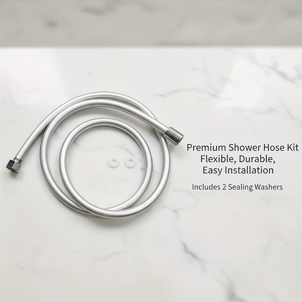 TEMU 1pc/premium Stainless Steel Shower Hose, Flexible And Durable Bathroom Accessory With 2pcs Sealing O-rings, Compatible With Various Showerheads,