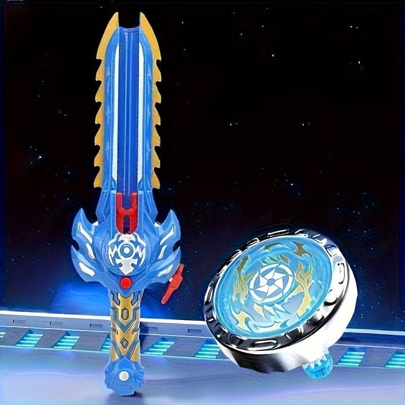 2-in-1 Spinning Sword Launcher Set With Gyroscope - Multi-piece Party Gift Set - Dual Interactive Toy, Rotating Blade, Action- Combat, And