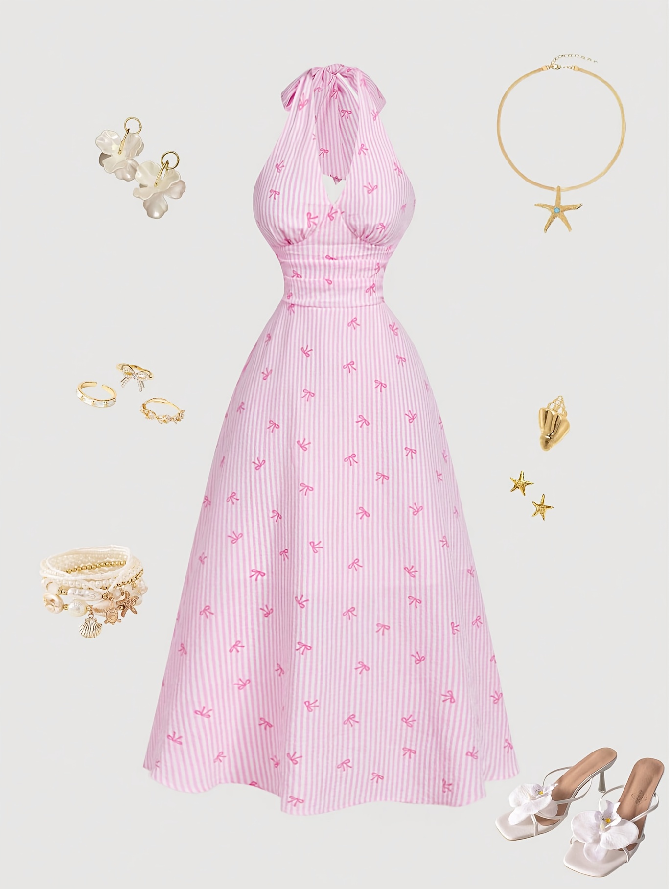 halter neck dress festival * Targeted DJ2601278249079 Music Women's Spring/Summer Dress, for Daily Wear, Vacation, and Party Outfits Mini Kleid