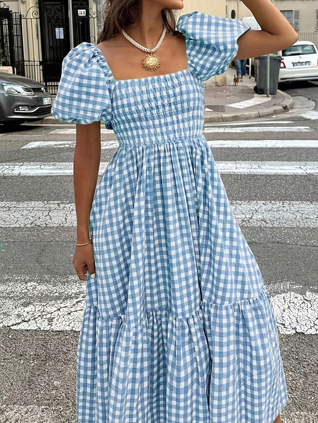 blue and white long sleeve maxi dress Torry Knit Maxi Dress – SEROYA
