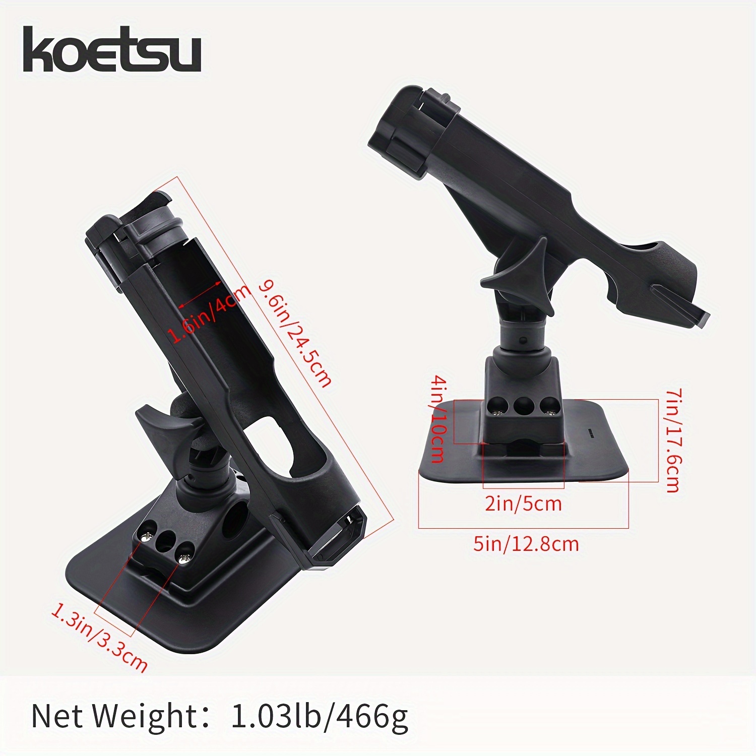 TEMU Koetsu Adjustable Inflatable Boat Fishing Rod Holder - , Black Nylon, For & Kayak