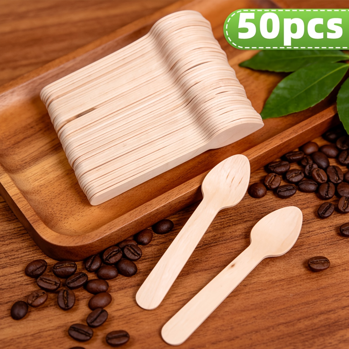 TEMU 50/300 pièces Cuillères à Dessert Jetables en Bois, Petites et Légères, Convient pour de l'Après-midi, , les Gâteaux, la Gelée, et Autres