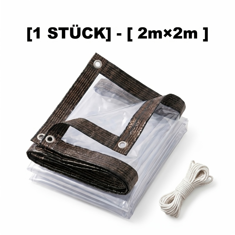 Image of 1pc 8 Mil Clear Pe Tarpaulin, Outdoor Equipment Rain Cover, Garden Weed Barrier, Sandbox Cover, Pet Cage , Anti Aging Anti Tear, + Free Hanging Ropes Included