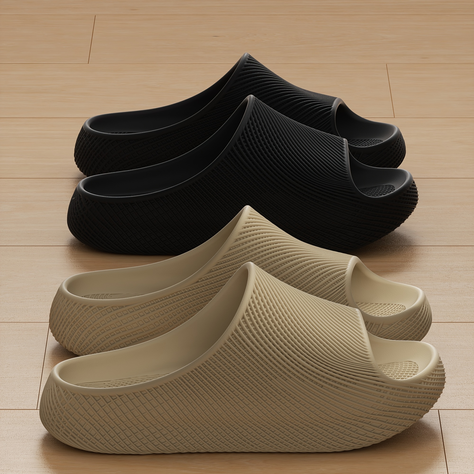 Men's Quick-Dry Breathable Slip-On Slippers Suitable for Indoor/Outdoor - Lightweight Sole, Textured Casual with Round Toe, Minimalist Streetwear for Home, Travel & Urban Adventures