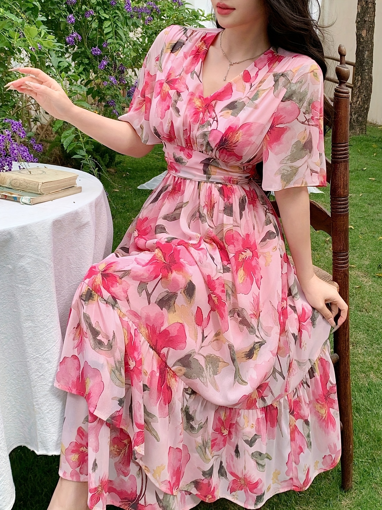 womens floral maxi dress elegant flowy formal casual event - Temu Mauritius