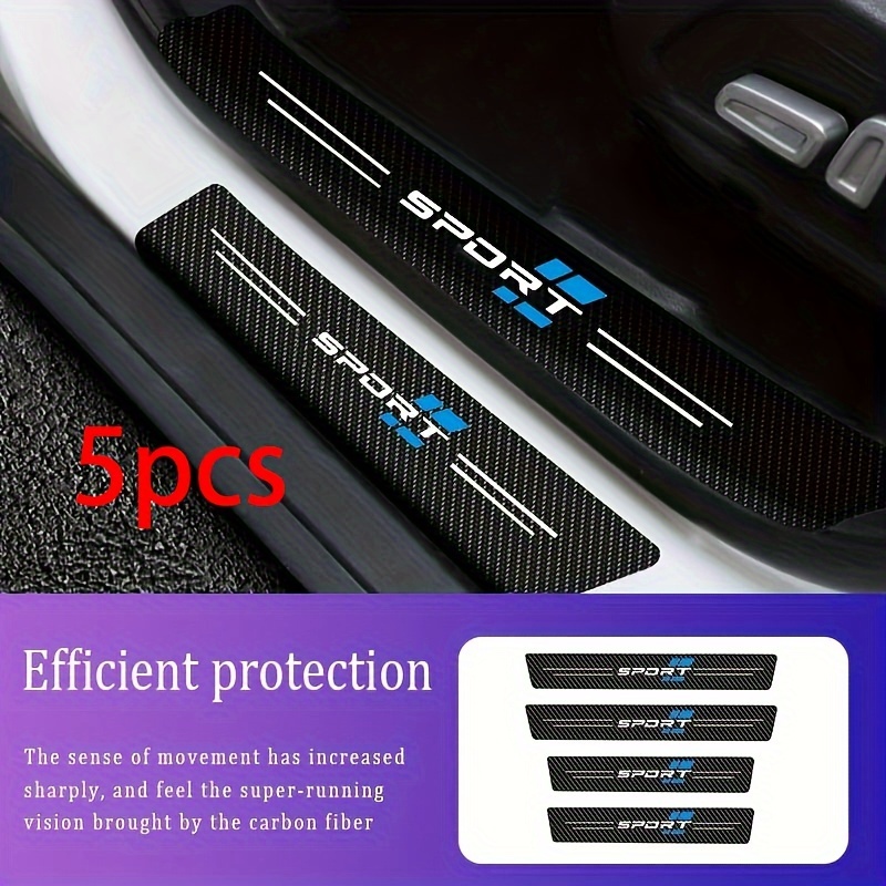

5pcs Suitable For All Models Of Car Door Sill Decorative Stickers, Door Sill Pedal Protection Strips, Carbon Fiber Pattern Door Sill Stickers, Scratch Resistant And Wear-resistant