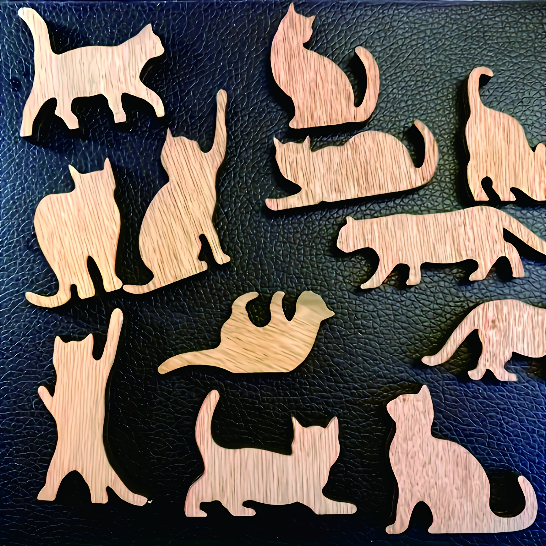 TEMU 12pcs Mini Wooden Cat-shaped Set, Dimensions Ranging From 35-48mm (1.4-1.9in) Ideal For Miniature Projects, Home Decor, Gardening, Painting,
