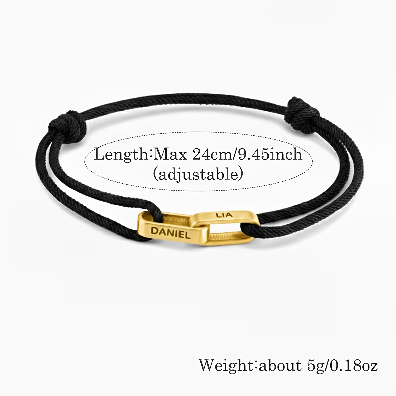 Custom Couple Name-Engraved Adjustable Knot Bracelet, Unisex Gift