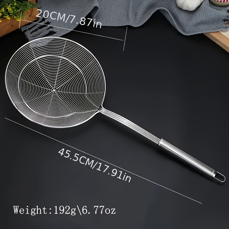 E-shop Edelstahl-Draht-Skimmerlöffel mit Griff - Langlebiges Doppelkreis-Verstärktes Design zum , Kochen und Abtropfen von Öl - Küchensieb Kelle für