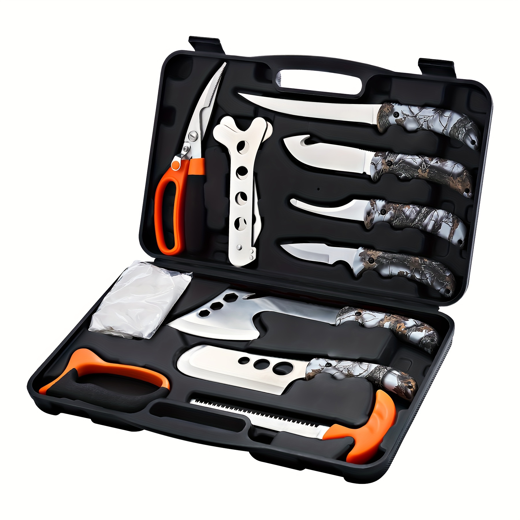 

Field Dressing Kit Knife Set Portable Butcher Game Processor Set, 12 Pieces