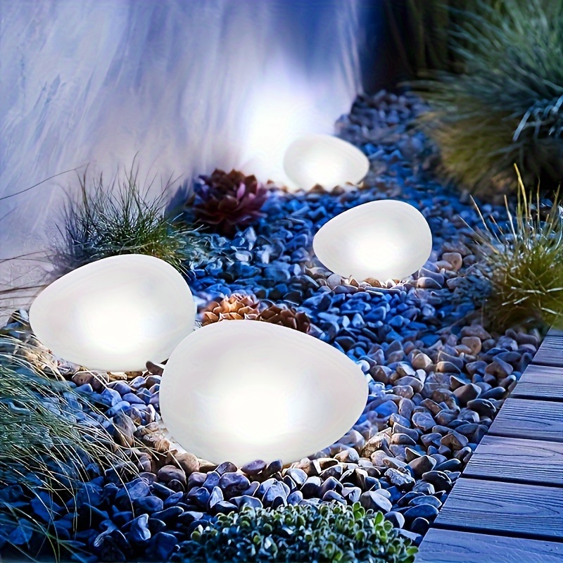 

Outdoor Solar Rock Light, Cobblestone Shape Light, Garden Lawn Light, Solar Stone Led Light, Solar Ground Plug-in Light, White Frosted Glass Wireless Decorative Light