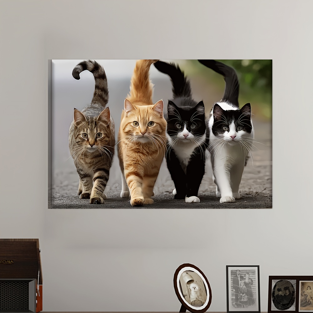 TEMU 1pcs, Canvas Painting--unframed, A Cat In , Wall Decoration, Bedroom, Living Room, Kitchen, Office, Cafe, Bar, Dormitory, Art Posters, Perfect