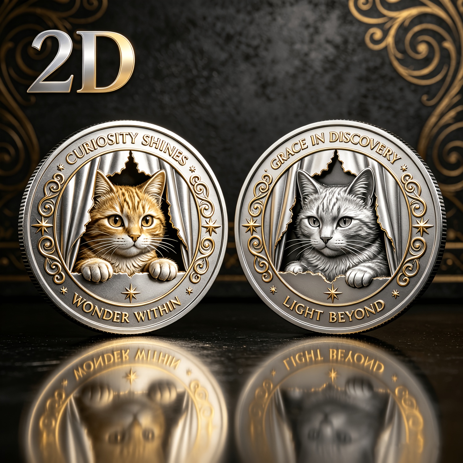 TEMU 1pc, Pièce Commémorative 2D Métal Double Face Chat Ragdoll, 4Cm/1.57 Pouces, Amulette en Métal, Cadeau pour Amoureux des Chats / Cadeau Unique